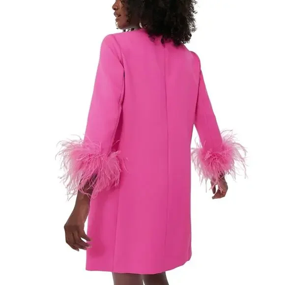 New Tuckernuck Women's XL Pink Feather Mod Mary Dress 60s Retro Barbie Rare 5395 - Picture 3 of 14